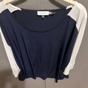 Calvin Klein Two-Tone Navy and White Blouse Lot 15